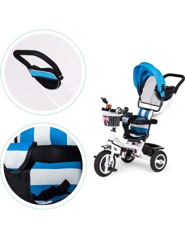Triratukas su 360° pasukama sėdyne ir sudedamu stogeliu Ecotoys, pilkas