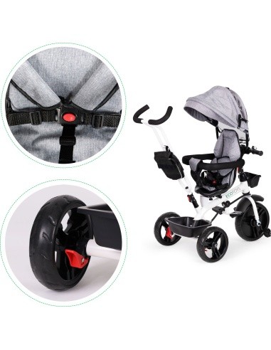 Triratukas Eco Toys su 360° pasukama sėdyne, mėlynas