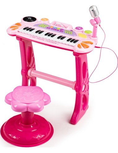 Keyboard piano with microphone EcoToys, pink