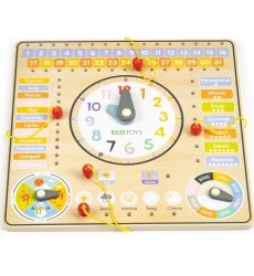 Wooden Board With Clock Calendar Eco Toys