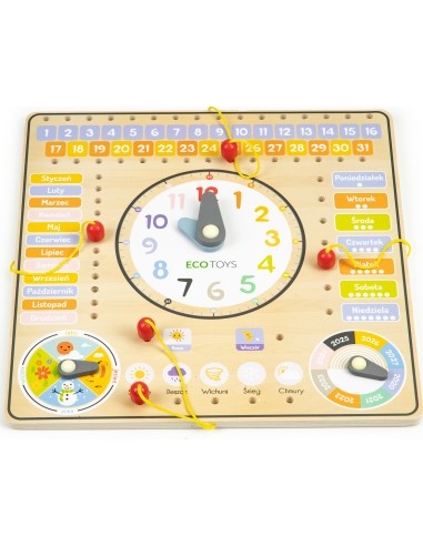 Wooden Board With Clock Calendar Eco Toys