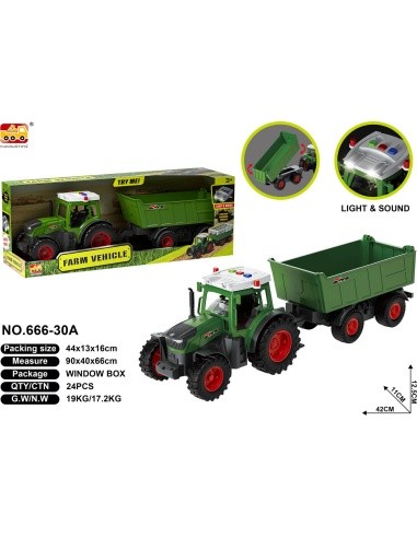 Tractor with Trailer with Lights and Sound Function