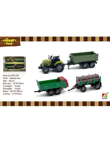 1:48 Tractor with Lights and Sound Function + Trailers