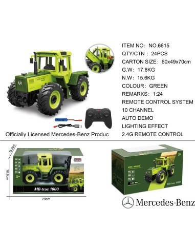 Tractor Green 1:24 with remote control Mercedes Benz
