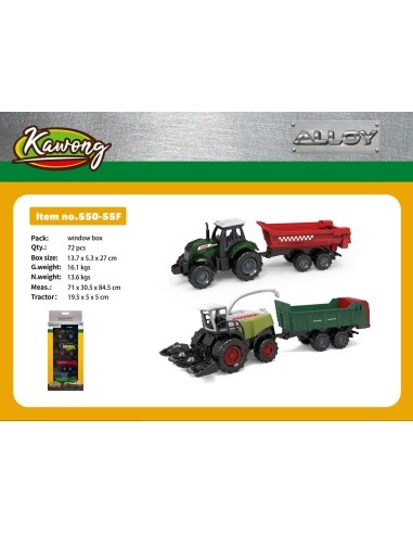 Metal Tractor and Harvester Set + Trailers