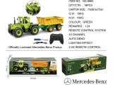 Green tractor 1:24 with remote control Mercedes Benz + Yellow trailer