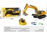 Yellow R/C excavator with control panel