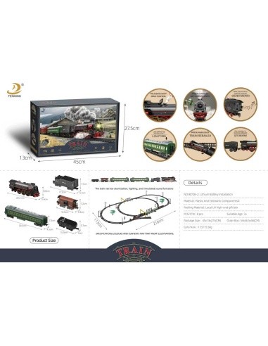 Retro railway with Smoke, Sound and Lights 216x113 cm