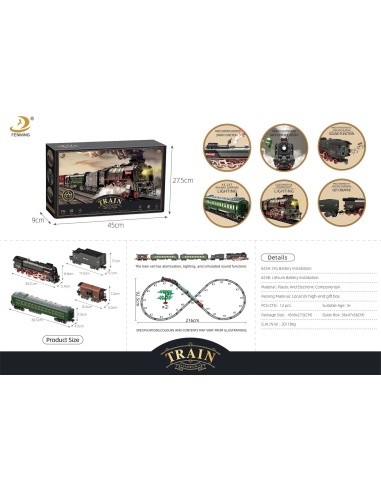 Retro Train with Lights, Sounds and Smoke Function 216cm
