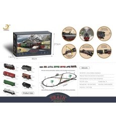 Retro train with Smoke, Sound and Lights 216x113 cm + Accessories