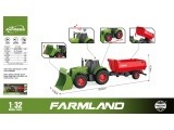 Green Tractor with Lights & Sound Function 1:32 + Red Trailer