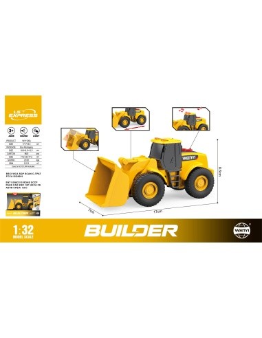 Yellow Excavator with Lights and Sound Function 1:32