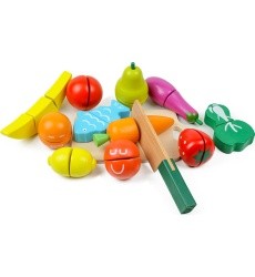 Medinis vaisių ir daržovių pjaustymo rinkinys (13 vnt.) Ecotoys