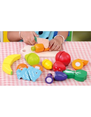 Medinis vaisių ir daržovių pjaustymo rinkinys (13 vnt.) Ecotoys