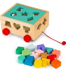 Wooden sorter cart with blocks Ecotoys
