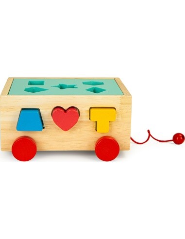 Medinis rūšiavimo vežimėlis su kaladėlėmis Ecotoys