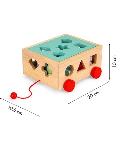 Medinis rūšiavimo vežimėlis su kaladėlėmis Ecotoys