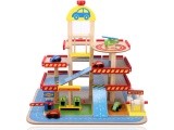 Wooden garage, large parking lot with elevator + cars Ecotoys