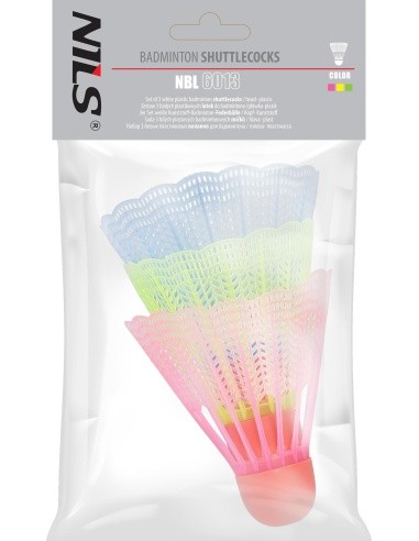 Nailoniniai badmintono plunksniukai Nils NBL6013, įvairiaspalviai, 3 vnt.