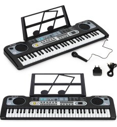 Large keyboard piano with microphone for children + power supply