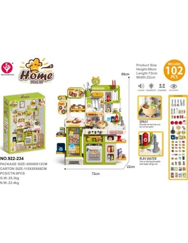 Mega Green Kitchen with Steam and Water Function + Accessories