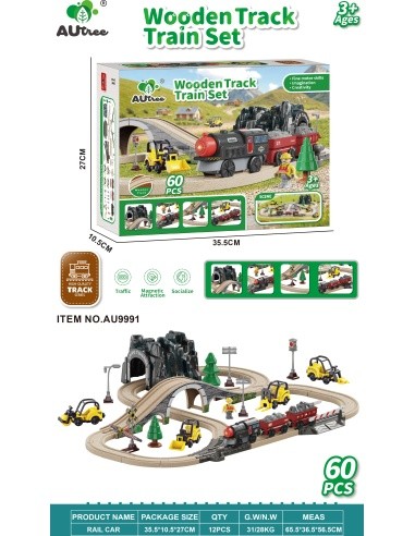 Wooden Train Track 60pcs.