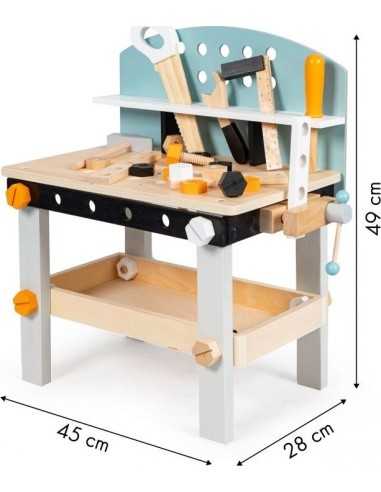 Wooden workshop for children tool table 38 pieces ECOTOYS