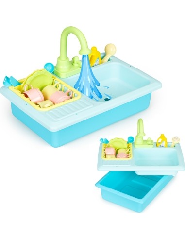 Sink sink with tap filled with water 12 accessories children's toy