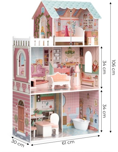 Didelis Barbie lėlių namas su baldų komplektu ECOTOYS