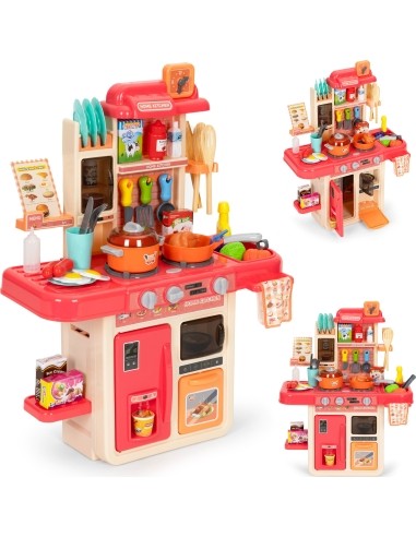 Kids kitchen sounds led steam generator 42 accessories pink
