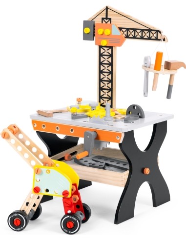 Medinis vaikiškas darbastalis su įrankiais ECOTOYS